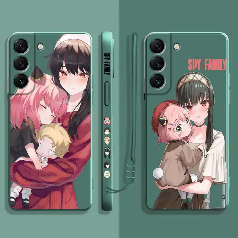 Liquid Case For Samsung Galaxy S22 S21 S20 FE Ultra S10 S9 S8 Plus S10e Note 20 10 Lite Spy × Family Yor Hold Anya Mother