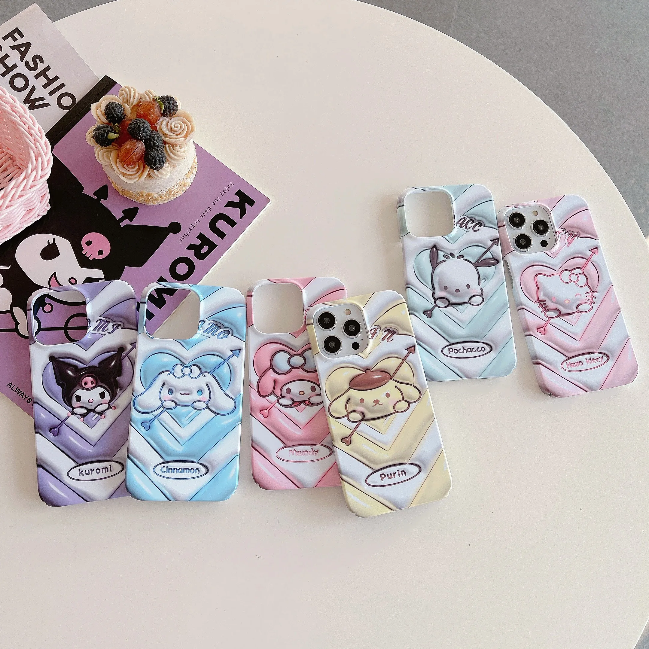 

3D Cute Cartoon Sanrio Hello Kitty Kuromi Pochacco Phone Case For iPhone 14 13 12 11 Pro Max 14 Pro Anti-drop Back Cover Coque