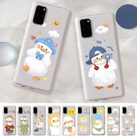 cute cartoon duck phone case for samsung s20 s10 lite s21 plus for redmi note8 9pro for huawei p20 clear case