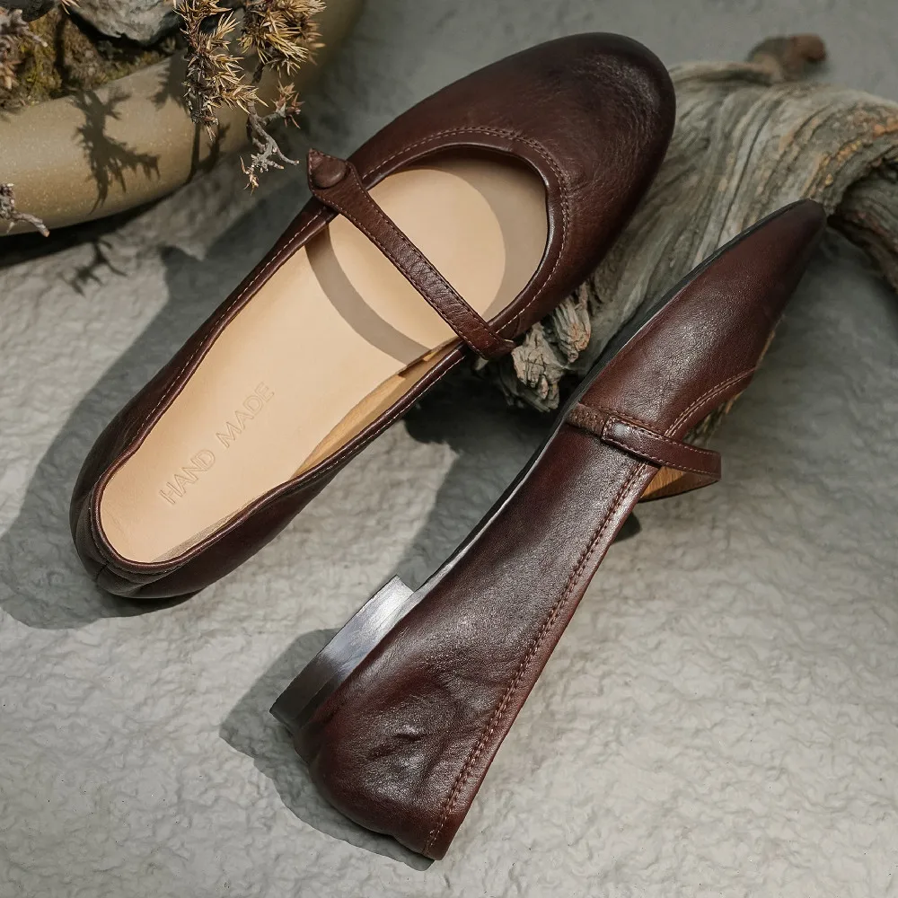 Danxuefei женские балетки из натуральной кожи с круглым носком без шнуровки мягкие