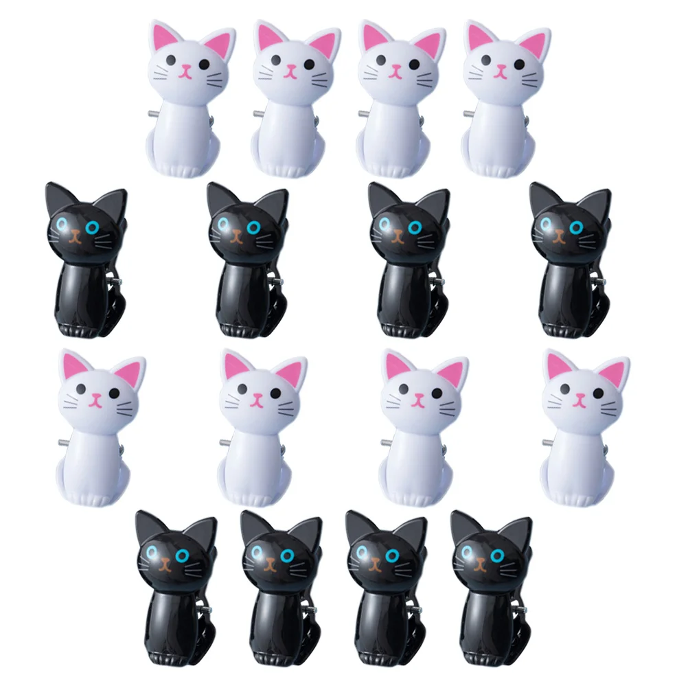 

16 Pcs Cat Clip Clothes Drying Fixing Clips Chips Mini Clothespins Cartoon Towel Plastic Adorable Clamps