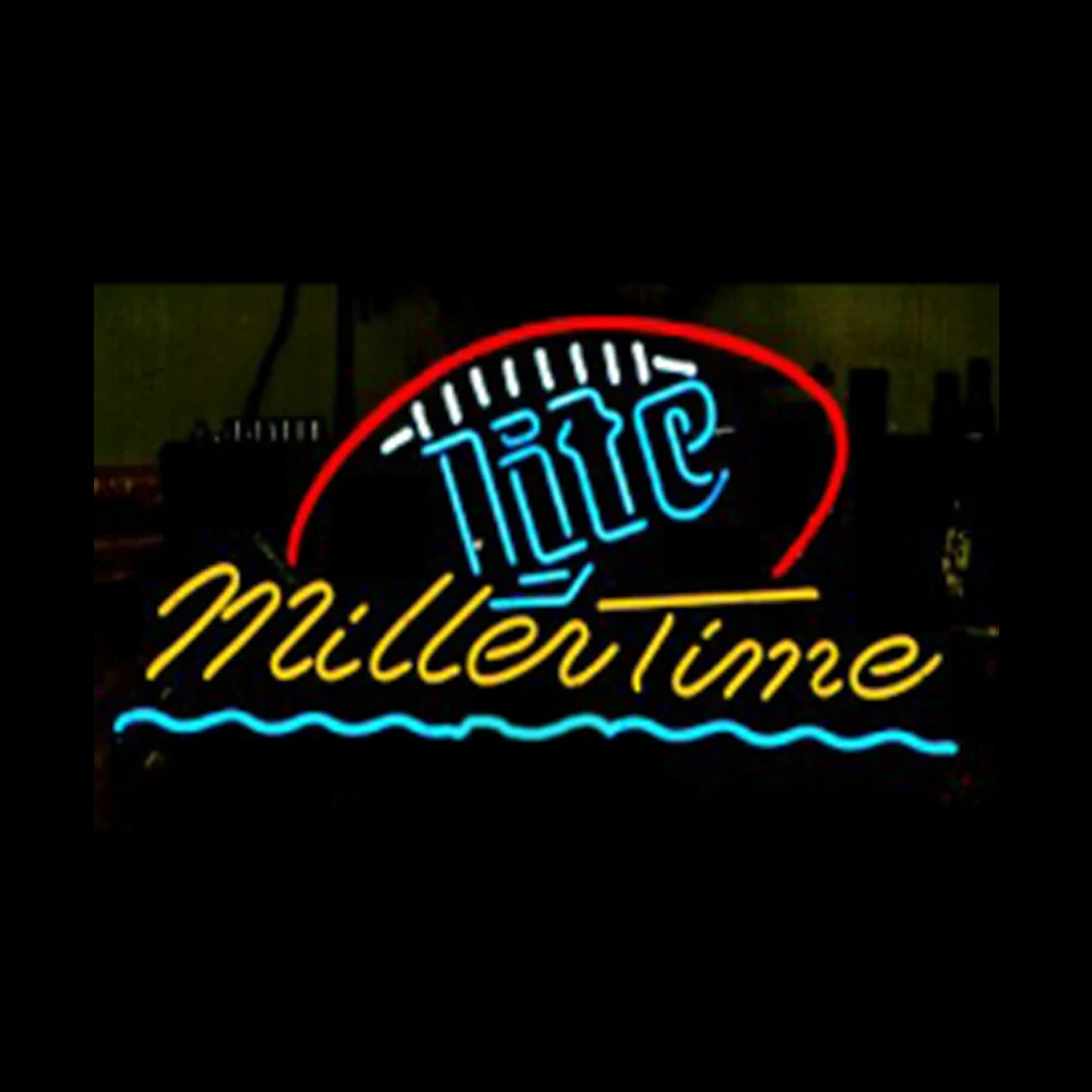 

Miller Time Lite Football Soccer Custom Handmade Real Glass Tube Sport Bar Beer Advertise Decor Display Sign Neon Light 24"X 20"