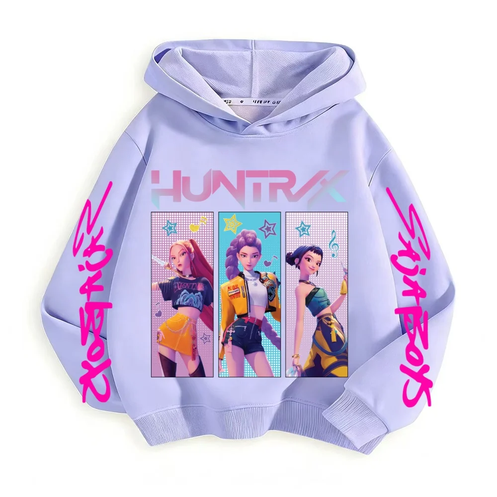 Фото KPop Demon Hunter Rumi Derpy Толстовка с героями мультфильмов для мальчиков и девочек, теплая и плотная, модная повседневная фиолетовая толстовка с принтом №5