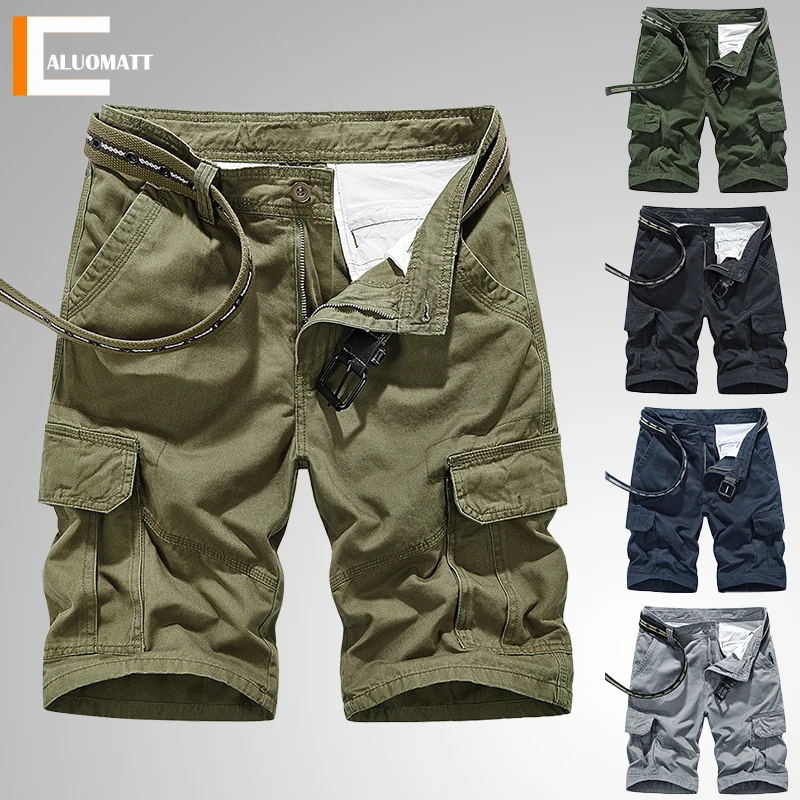

Men's Cargo Shorts 2022 Summer Army Military Cotton Loose Tactical Joggers Shorts Men Multiple Pockets Work Casual Short Pants