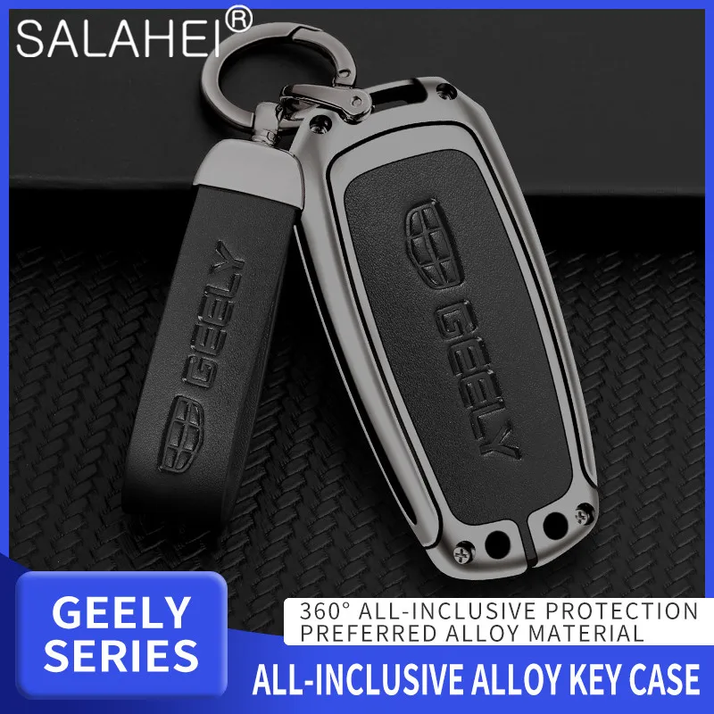 

Metal&Leather Car Key Cover Case Holder Shell For Geely Atlas Boyue NL3 EX7 Emgrand X7 EmgrarandX7 SUV GT GC9 Borui Accessories