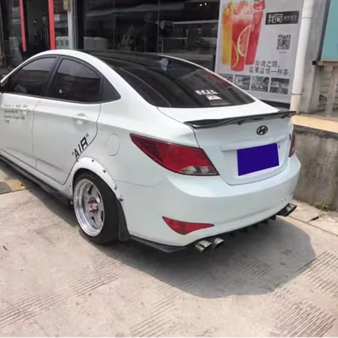 Автомобильный спойлер для Hyundai verna Accent, хвостовой плавник багажника 2011-2015, высококачественный спойлер из углеродного волокна, крышка багажника автомобиля
