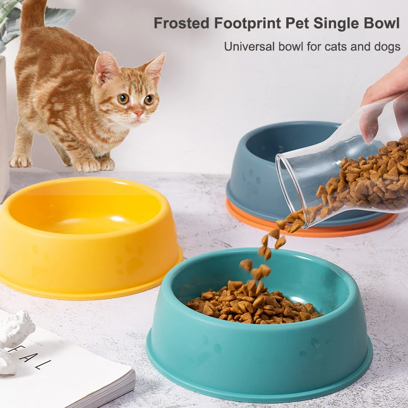 

Pet Single Bowl PP Frosted Footprint Puppy Drinker Feeder Cat Dog Food Bowls Lightweight Non-slip Feeding Dish Pets Accessories