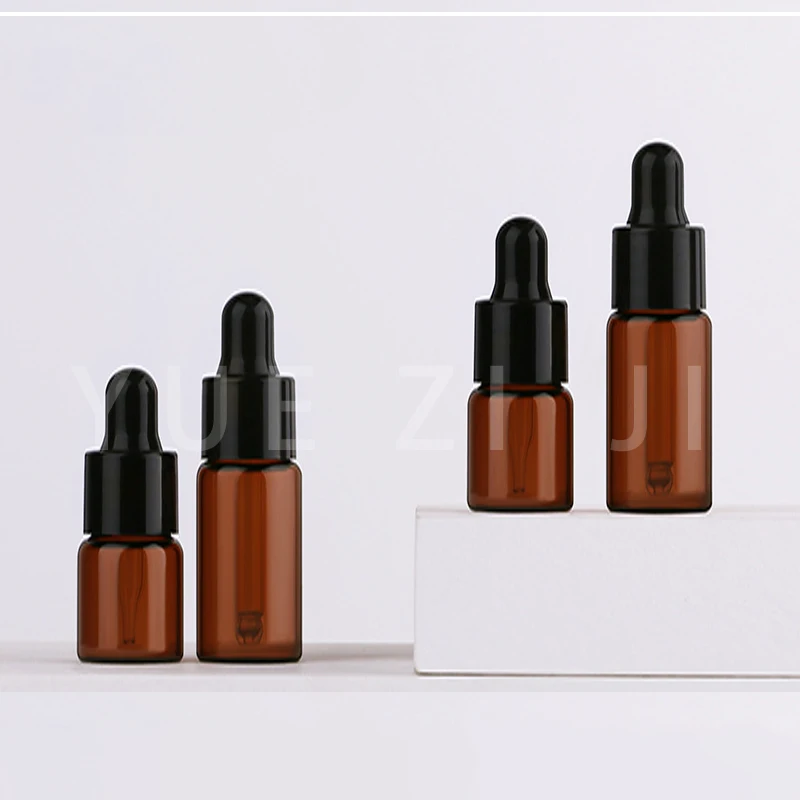 

200pcs Empty Amber Glass Dropper Bottle with Pipette Refillable Essential Oils Travel Bottle Container Makeup 1ML