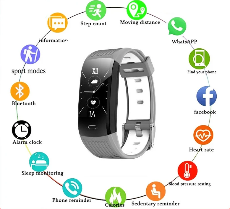 

For Apple Huawei Xiaomi C5S Smart Bracelet Blood Pressure Monitor IP67 Heart Rate Monitor Smart Watch Tracking