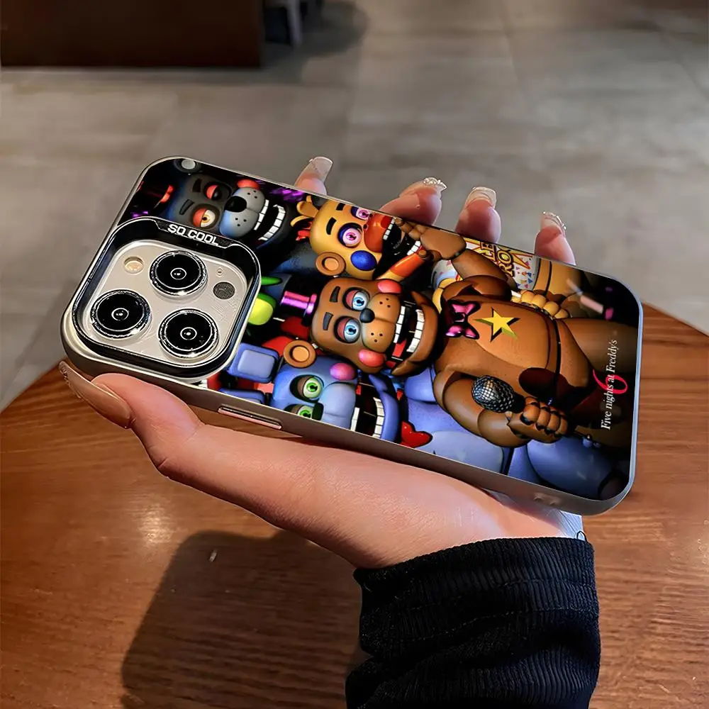 Чехол для телефона Fnaf Five-nights-At-Freddys матовый серебристый чехол Iphone 16 15 14 Pro 13 12 Plus 11 7