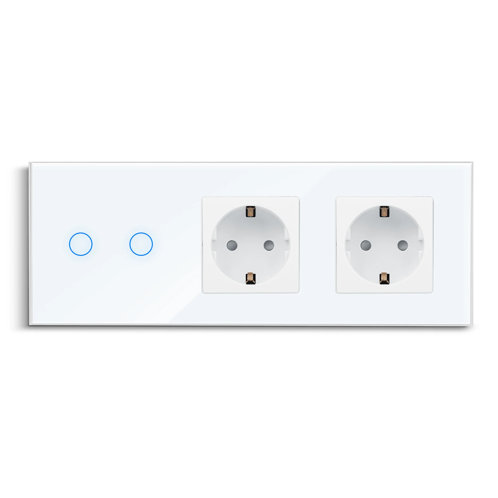 

Сенсорный выключатель Bingoelec и настенная розетка, стандарт ЕС, электрические выключатели из белого хрустального стекла, переменный ток 220 В, 1/2/3 Gang, 1Way