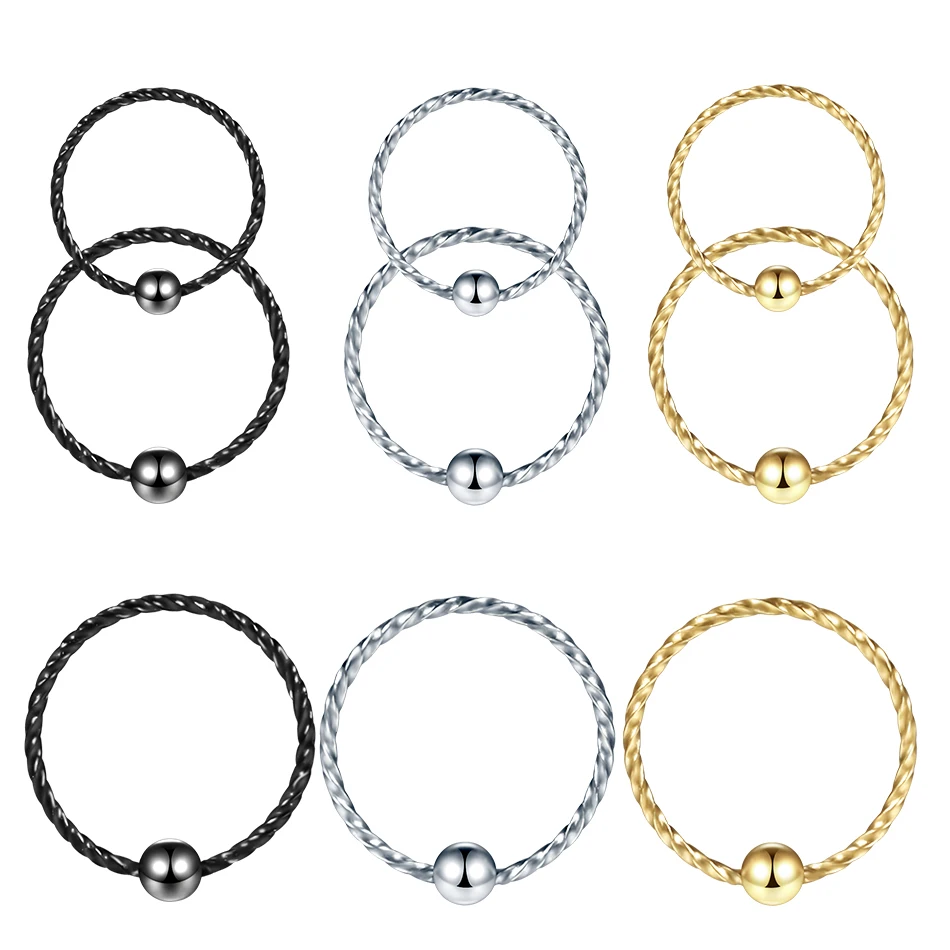 

1PC Stainless Steel Bead Nose Hoop Nostril Piercing Tiny Eyebrow Nose Ring Ear Piercing Helix Daith Earring Body Piercing 22G