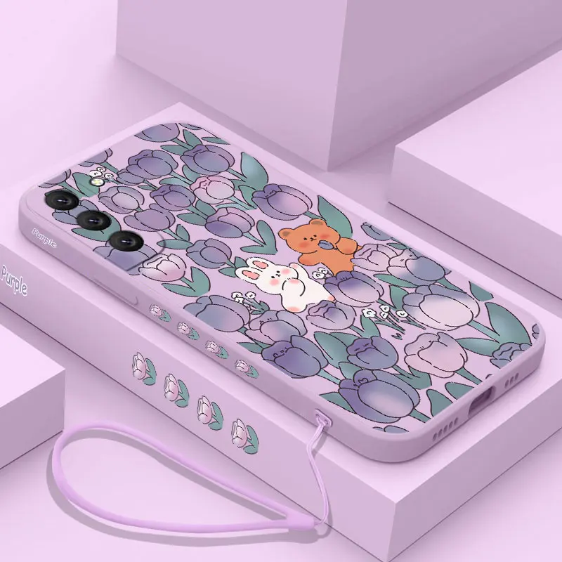 

Flower Bunny Bear Phone Case For Samsung Galaxy S23 S22 S21 S20 Ultra Plus FE S10 S9 S10E Note 20 ultra 10 9 Plus Cover