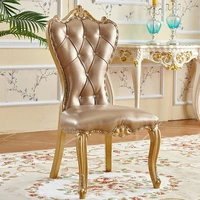 european style dining chairs all solid wood leather chairs dining chairs champagne golden double sided flowers home dining chair