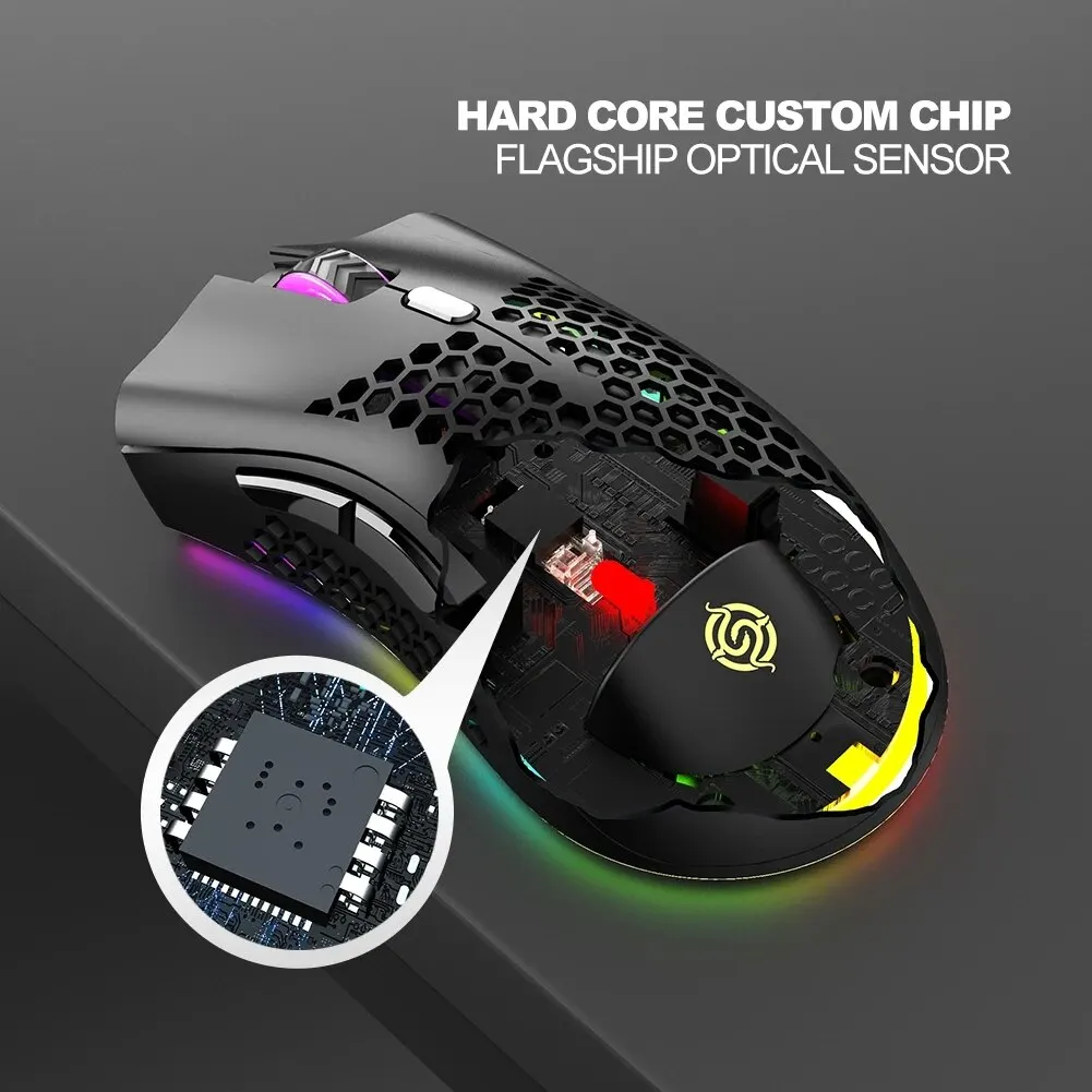 Беспроводная мышь RGB Light Honeycomb Gaming Mouse 2 4G Мыши Gamer Перезаряжаемые USB Настольные ПК