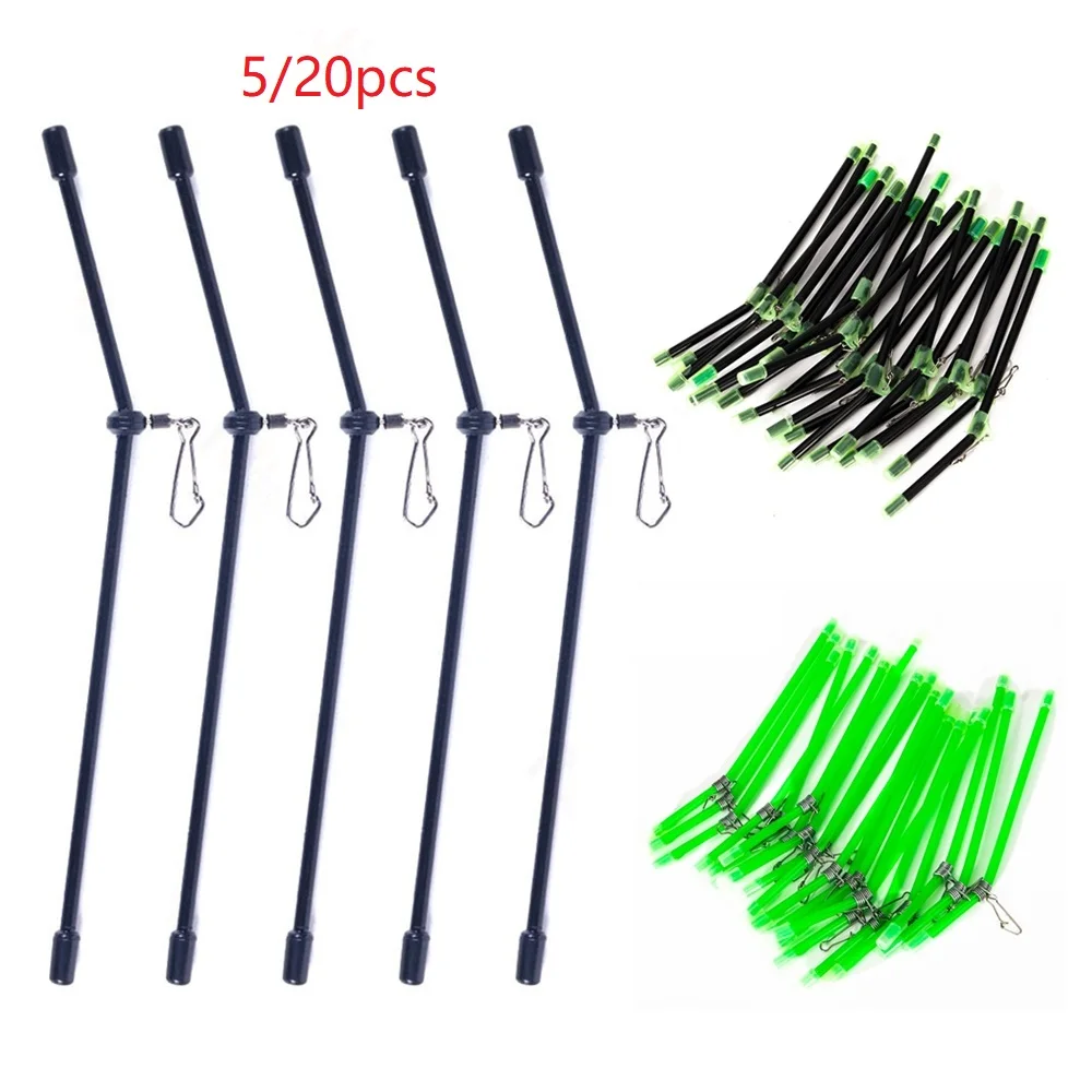 

5/20pcs Sea Feeder Fishing Anti Tangle Feeder Boom Luminous anti-tangle wire boom with snap buckle black high-quality fishing to