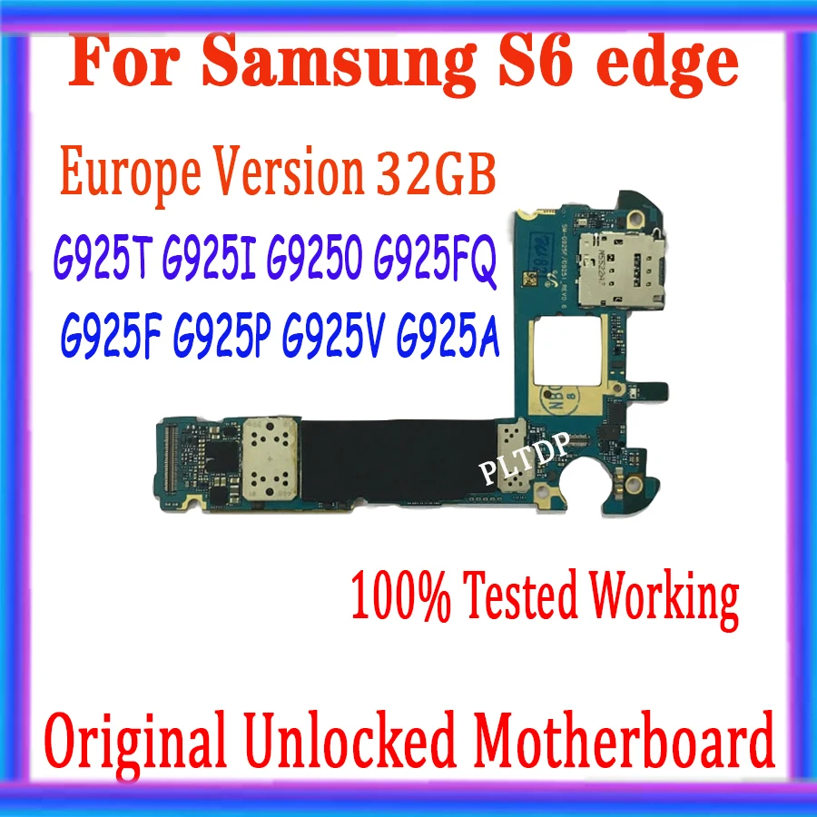 

Материнская плата 32 ГБ для Samsung Galaxy S6 edge G925F G925i, оригинальная разблокированная материнская плата с полными чипами для Samsung G925F