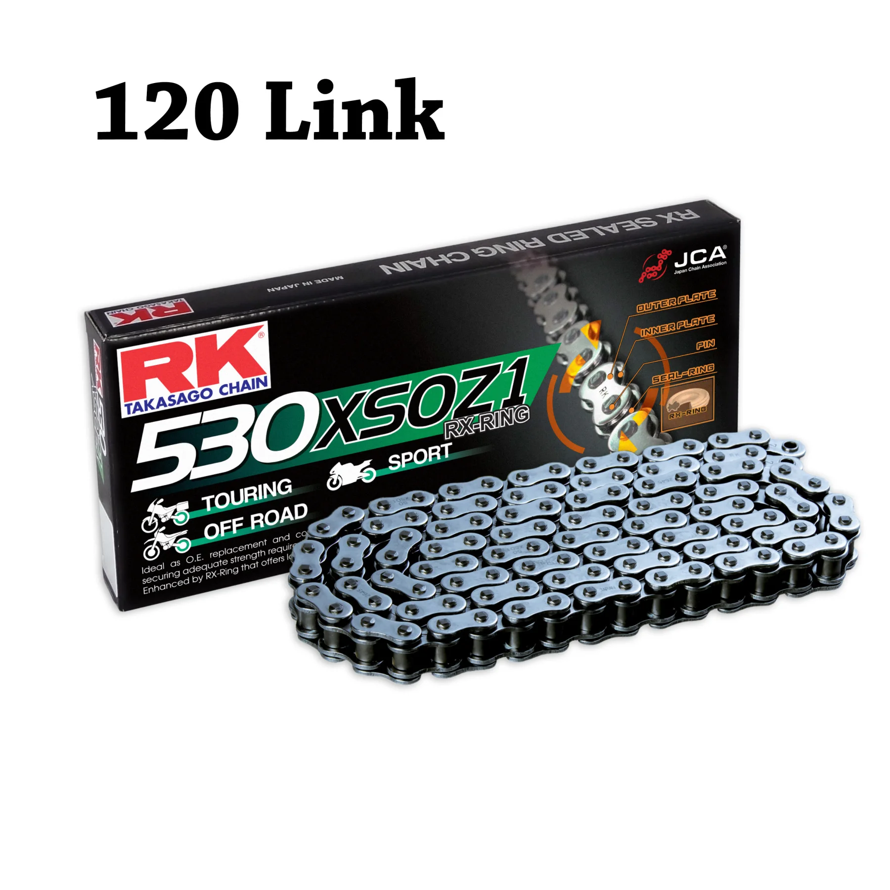 

RK Motorcycle Chain X-Ring 530 XSO 120 L for Benelli 125-250-302-500-600-750-899-900-1130 2C/BN/TNT/TRK/RS/BX/Tre-K/Sei/Tornado
