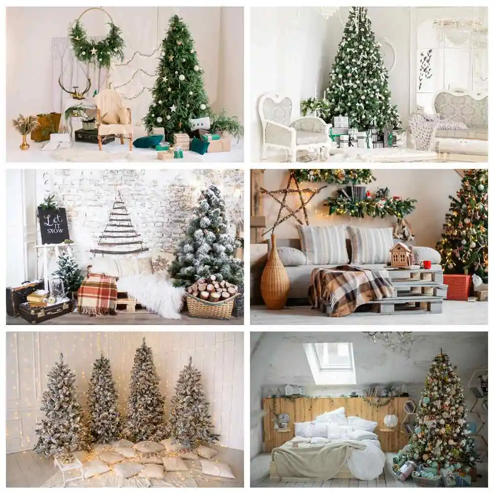 

Christmas Photography Backdrops Baby New Year Party Decoration Custom Gifts Tree Chair Bedroom Interior Photo Booth Backgrounds