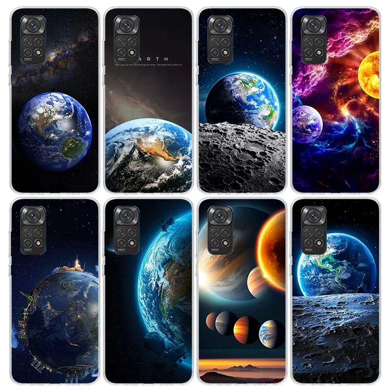 Earth Stars Space Phone Case for Xiaomi Redmi Note 13 12S 12 11S 11 11E 11T 10S 10 Pro Plus 9 9S 8 8T 7 5G Soft Cover Fundas
