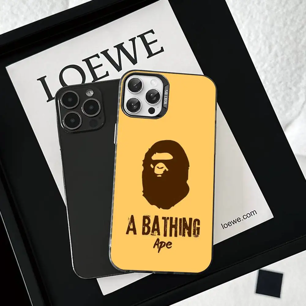 Фото Милый мультяшный чехол для телефона с обезьянкой B-Bape для iPhone 17 16 15 14 11 12 13 Pro Max Plus Pro, цветной серебристый чехол №4