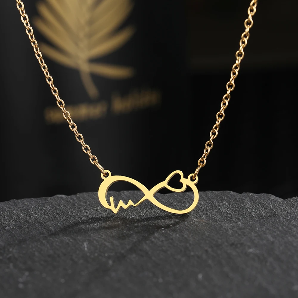 Ожерелья из нержавеющей стали изящный символ бесконечности сердце чокер лучшие