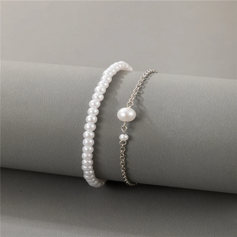 

Элегантный комплект из двух предметов, жемчужный браслет для женщин, креативвечерние, серебряный цвет, цепочка для рук, ювелирные изделия, м...