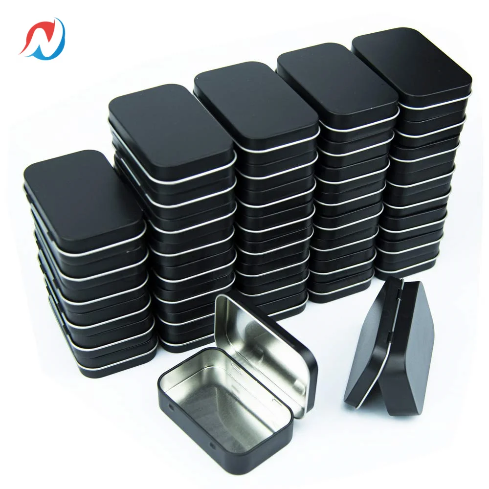 

30pc 3.7 x 2.4 x 0.8 inch Metal Rectangular Hinged Tin Box Lid Containers Portable Box Small Storage Kit Home Organizer 10/20pcs