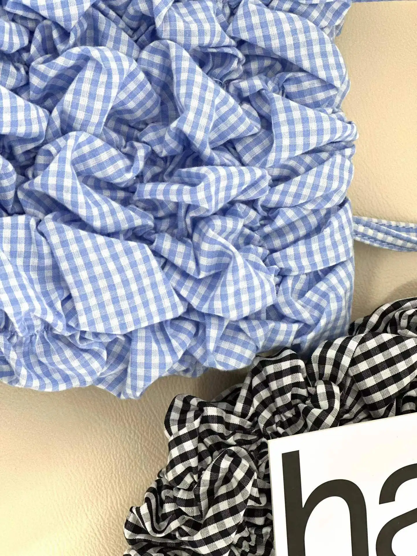 Летняя Новинка 2024 Милая клетчатая сумка-шоппер с пузырьковой складкой для