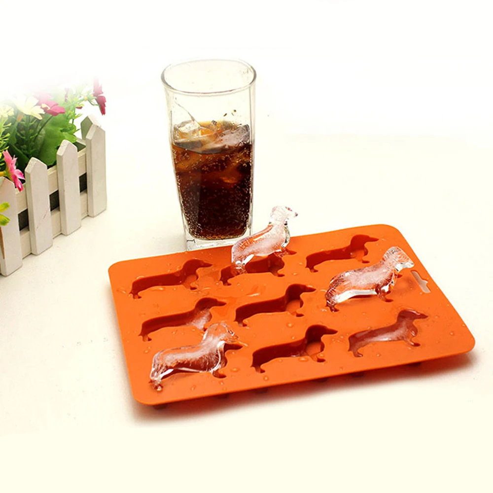 

Ice Cube Silicone Tray Molds Dachshund Puppy Shaped Ice Trays Chocolate Cookie Baking Candy Lid Jelly Maker Fondant Dog Mold