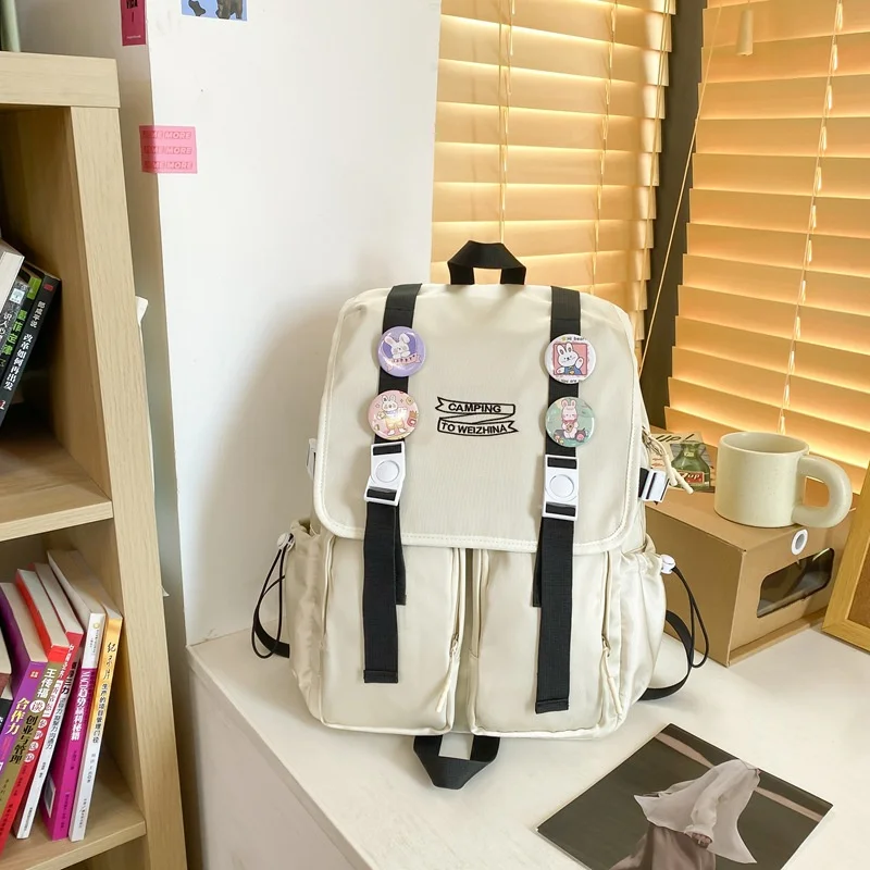 TRAVEASY 2022 Nylon Preppy Green Woman Bag Trendy Waterproof Backpack Large Capacity Campus High School Student Female Schoolbag