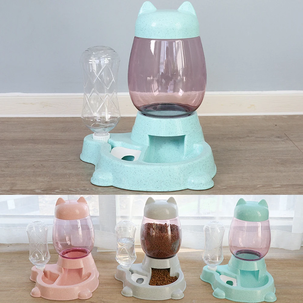 

2 IN 1 Cat Water And Food Feeder Dispenser Automatic Dog Cats Drinking Bottles Feeding Bowl Dispensers Pet Supplies 2.2L