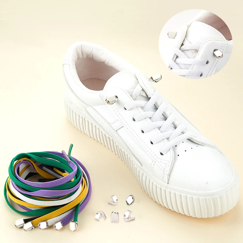 

Outdoor 1Set No Tie Elastic Shoelace with Shoe Buckle Leisure Sneakers Quick Safety Flat Shoe Lace Kid Adult Unisex Lazy lace