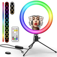 26cm rgb fill photography ring light round with tripod stand photo led selfie remote control ring light lamp youtube live