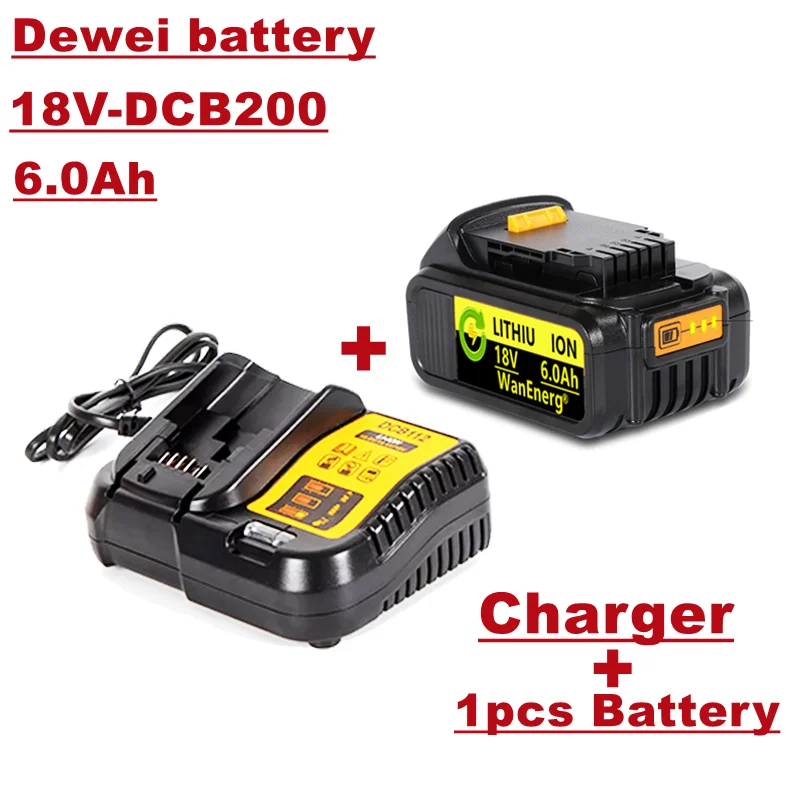 

18V power tool battery, 6.0ah, for dcb180 dcb181 dcb182 dcb201 dcb201-2 dcb200-2 dcb204-2 L50, 1 Battery + charger for sale