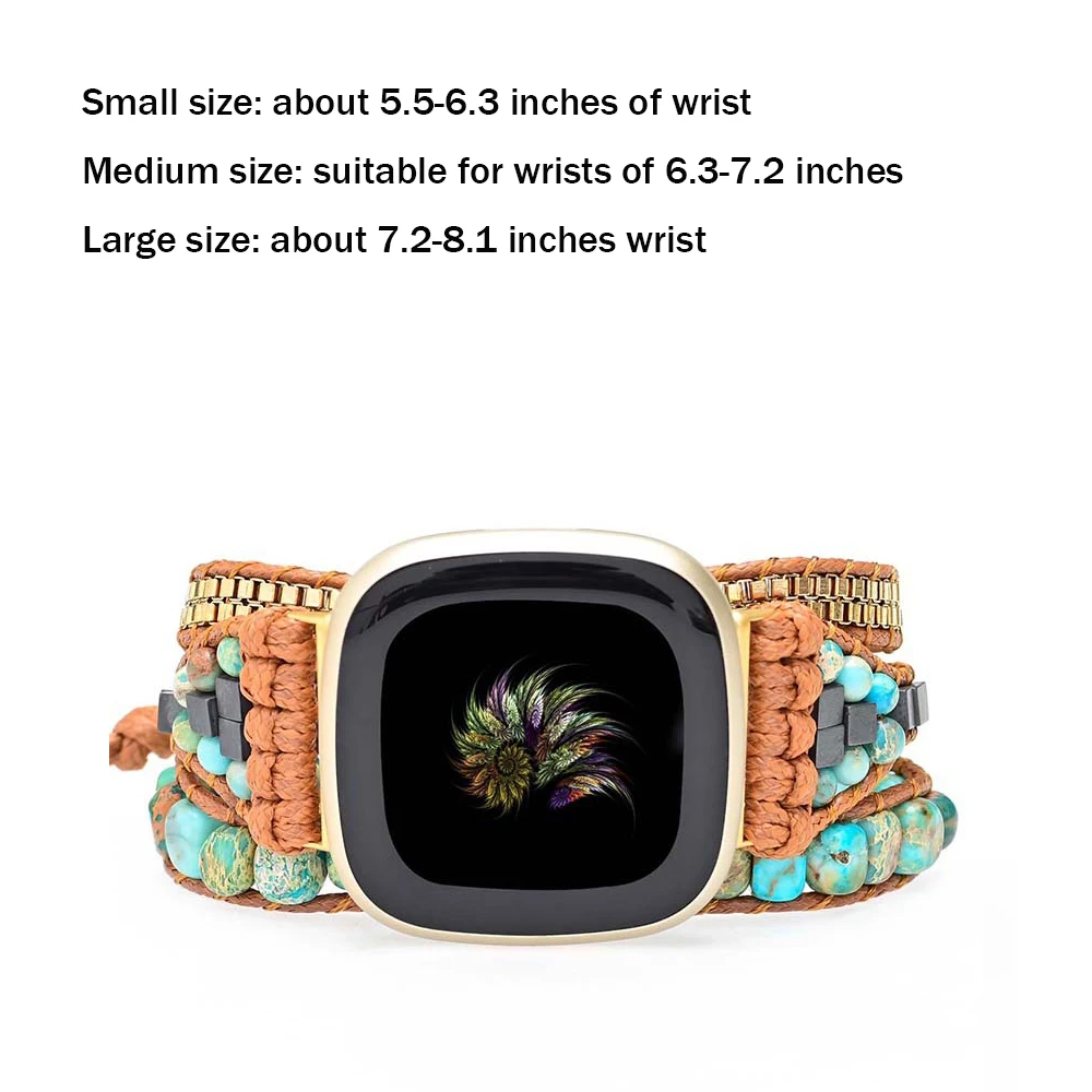 Natural Turquoise Beads Gemstone Bracelet Strap For Fitbit Versa 1 2 3 4 Band Watchband For Fitbit Versa Lite/Fitbit Sense Strap