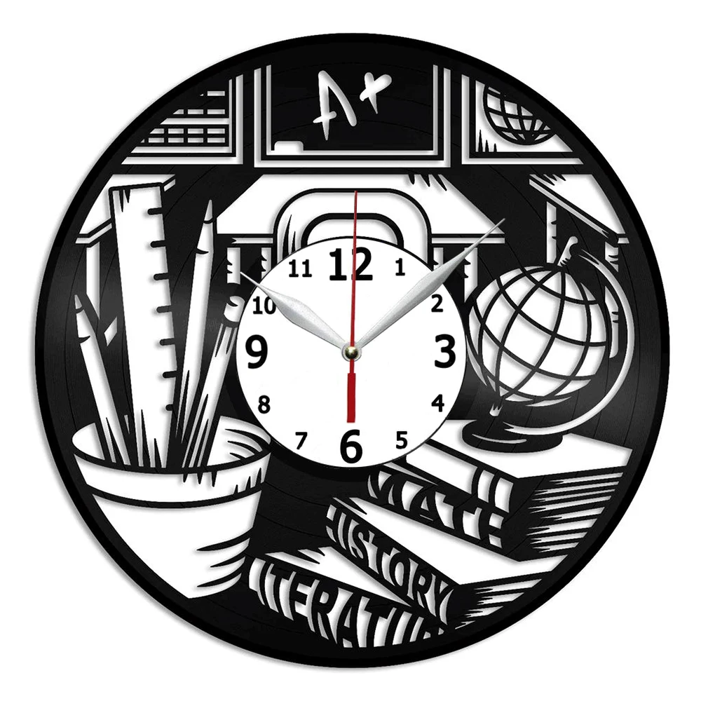 

Школьные виниловые настенные часы 12 дюймов-домашний декор для комнаты-настенное искусство-подарок для друга ручной работы