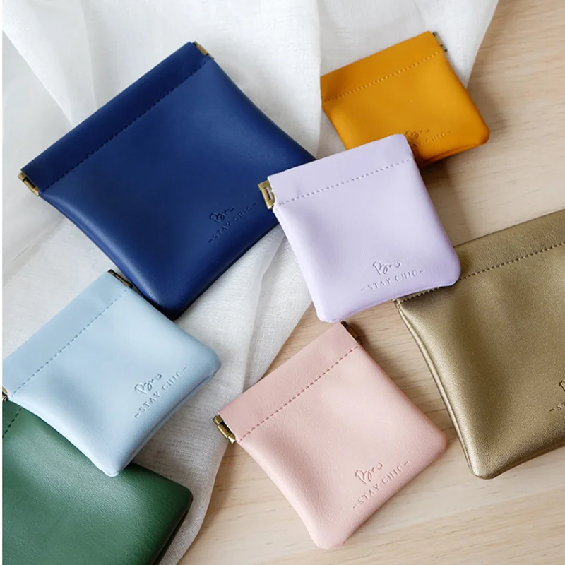 

Ins - PU Leather Cosmetic Bag, Portable Small Airpods Protective Sleeve Bag, Mini Earphone Sundries Lipstick Storage Bag
