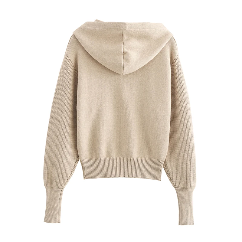 Женские вязаные пуловеры с длинным рукавом и капюшоном осенне-зимние