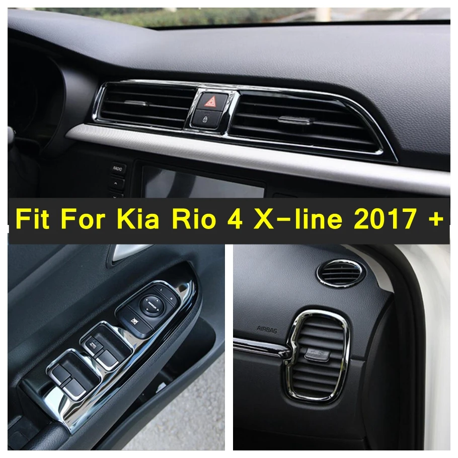 

Lapetus Middle Air AC Outlet Vent / Water Cup Holder Panel Cover Trim For Kia Rio 4 X-line 2017-2020 Stainless Steel Black Style