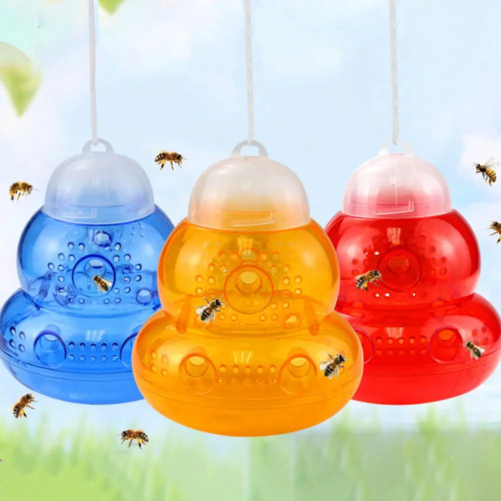 

Bee Trap With Lanyard Easy To Hang Gourd Shape Holes Design Insect Catcher Reusable Garden Farm Patio Hanging