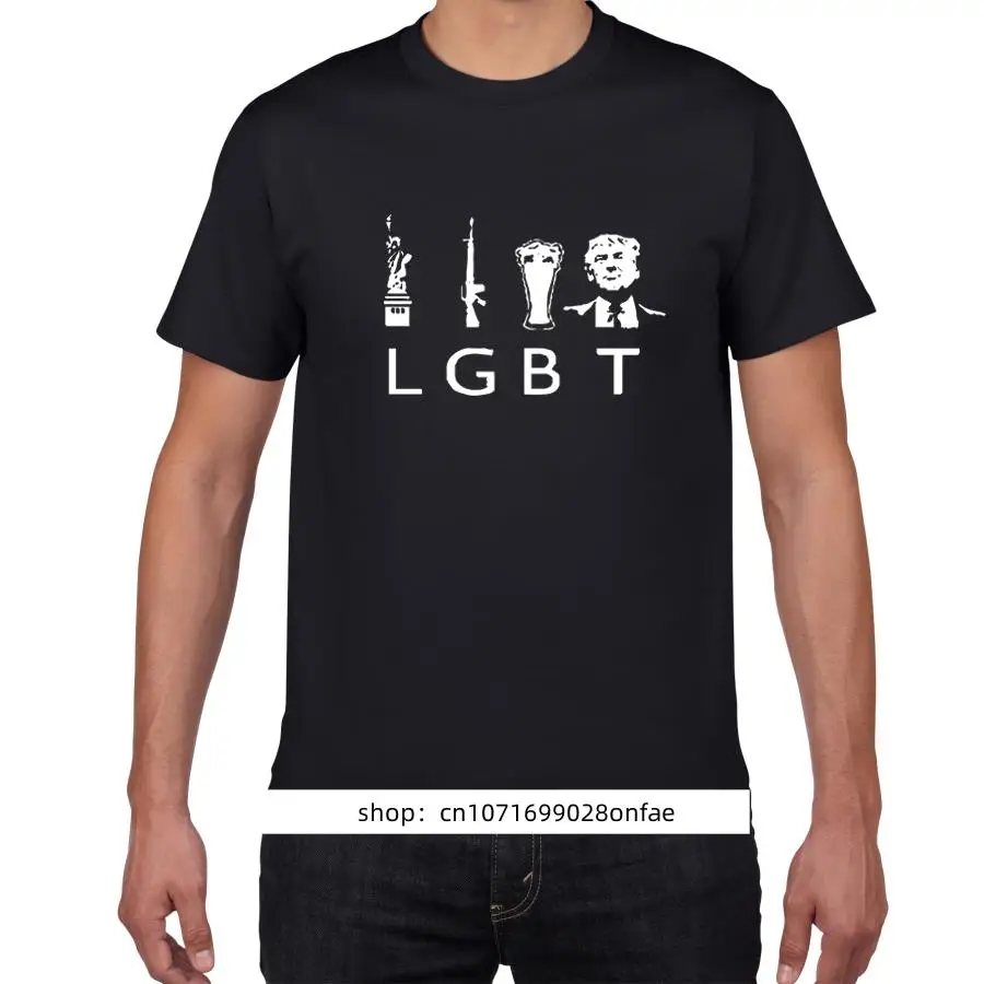 

Awesome Tees Liberty Guns Beer Trump Funny T Shirts men 100% Cotton streetwear Trump 2020 Funny T-Shirts cool tee shirt homme