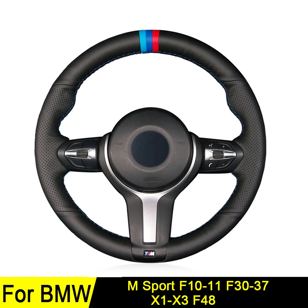 

Car Steering Wheel Cover For BMW M Sport F30 F31 F34 F10 F11 F07 X1 X2 X3 F25 F32 F33 F36 F48 F39 Soft Genuine Leather
