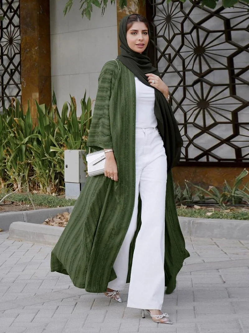 

Рамадан ИД Мубарак кафтан халат кимоно для женщин открытая Abaya Дубай, Турция мусульманское длинное платье для женщин пакистанский кафтан
