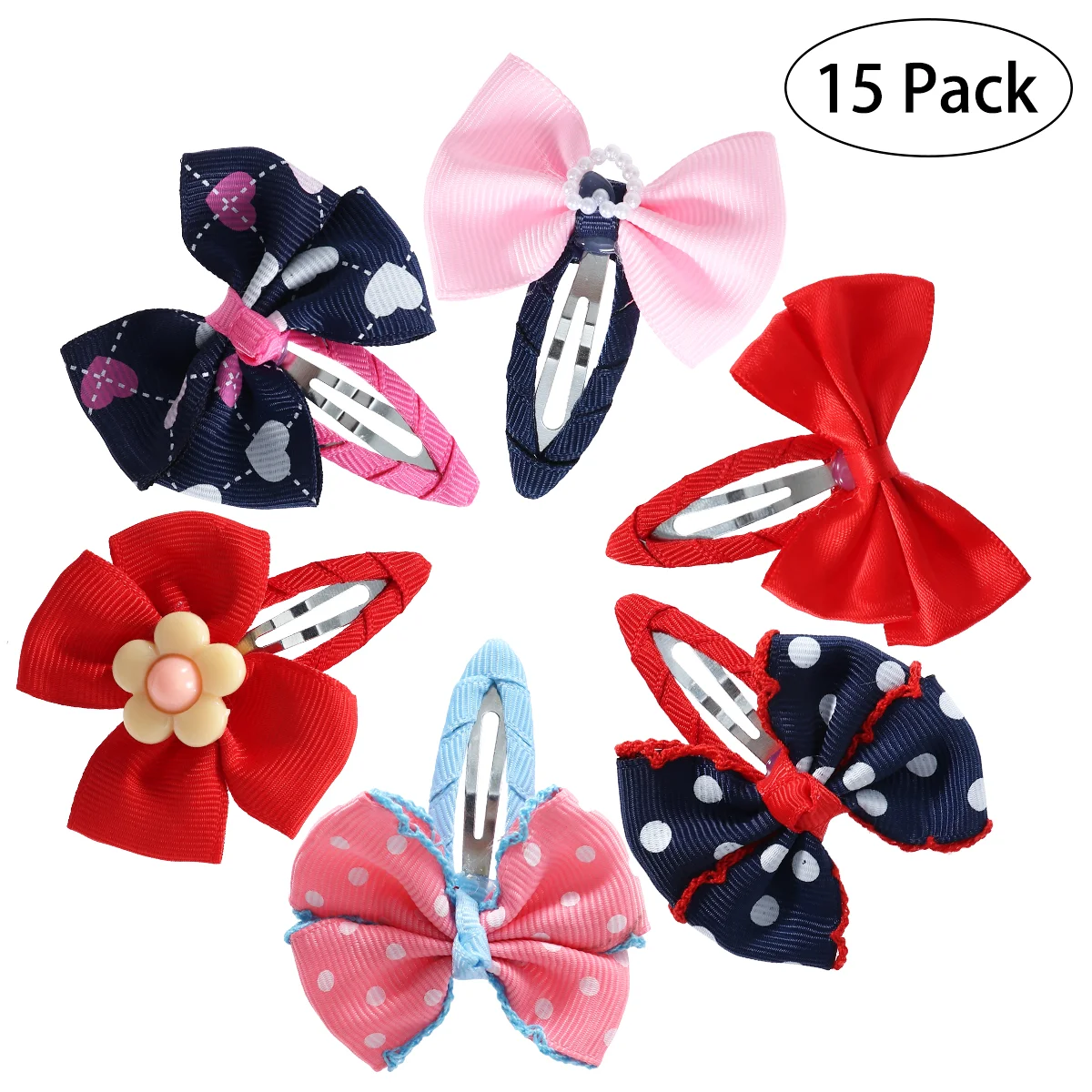 

YEAHIBABY 15pcs Bow Barrettes Hair Snaps Bowknot Hair Clips Headwear for Baby Kids Children Girls (Random Color)