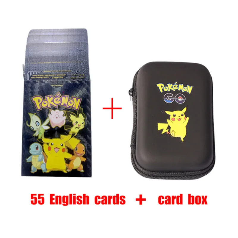 

Cards Metal Pokemon Gold Black Spanish Album Box Trading Storage Bag VMAX MEGA GX Collection Holds Game Card Shining Kids Toys