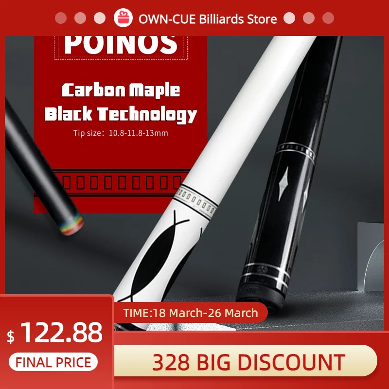 

Бильярдный Кий Poinos из углеродного волокна, кленовый вал, 10,8/11,8/13 мм, Радужный наконечник, шарнирный бильярдный кий, набор
