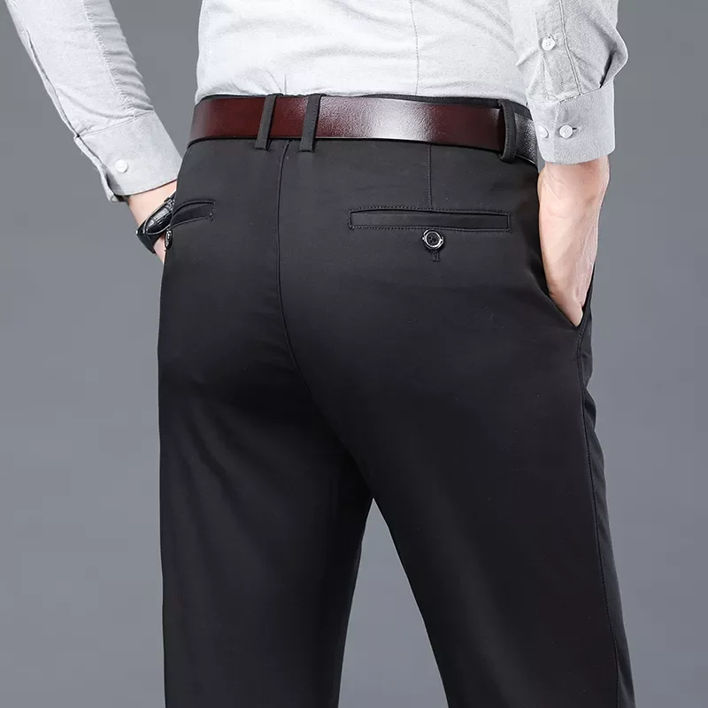 

2022NEW Summer Thin Men's Casual Pants Straight Regular Business Cotton Blend Elasticity Comfortable Trousers Clothing Black