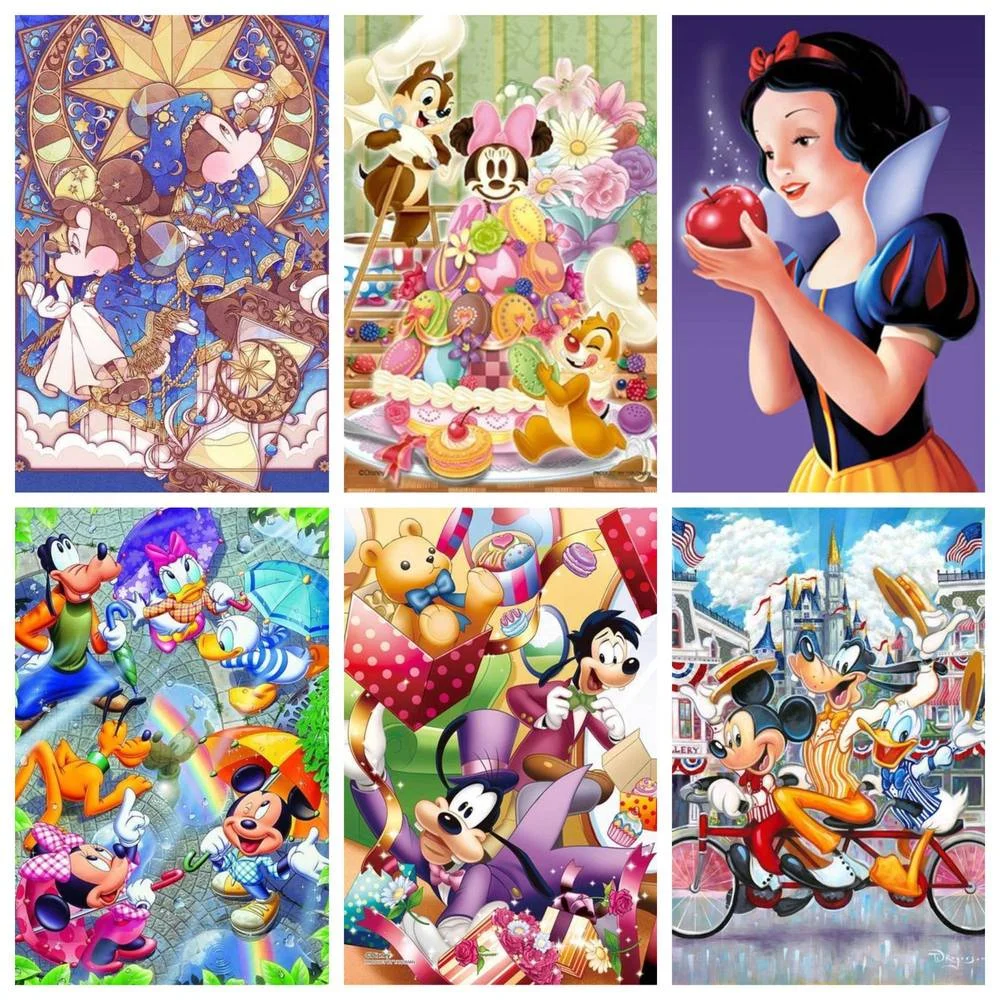 

Disney 5D DIY Diamond Painting Cross Stitch Set Mickey Minnie Snow White Hand Gift Children's Home Living Room Wall Decoration