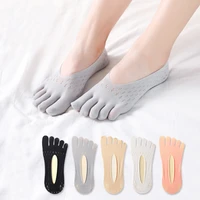 new women invisible mesh hole 5 toe seperated finger socks female non slip silicone breathable shallow mouth short sock slippers